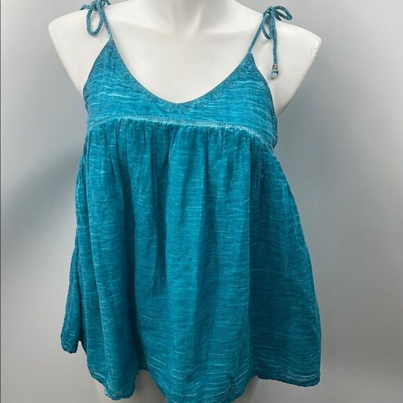 Roper Teal Cotton Shoulder Tie Camisole - Picture 1 of 5